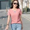 Hipster Cotton T Shirt Womens Patchwork V-Neck Contrasting Colors Ladies Summer s Slim Clothes Female ee Femme 210615