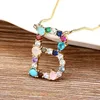 26pcs/Lot Personal Name Letter Necklace Rainbow Copper CZ Initials Alphabet Women Girls Gorgeous Family Jewelry Gift