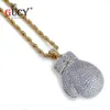 GUCY HIP Hop Boxing Hängsmycke Halsband Alla Iced Out Micro Pave Cubic Zircon Stone Gold Färgpläterad Koppar Material Mens Bästa Present X0707