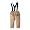 Boy Bowtie Shirt Strap Pants Suit Children's Baby Cotton Gentleman Dress 210702