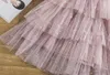 Sweet Girls Star paljetter Gace Dresses Summer Kids Lace Falbala Fly Sleeve Tiered Tulle Cake Dress Children Princess Clothings A721701353