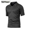 TACVASEN Summer Short Sleeve Quick Dry Polos T-shirts Men's Military Tactical Combat Tee Shirts Team Work Hiking Sport Golf Tops 210714