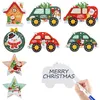 Ozdoby świąteczne z dziurami dla dzieci DIY Crafts Centerspectes Holiday Wiszące dekoracje Śliczne małe samochody i Gwiazda Xmas Tree Decort2i52860