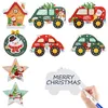 Ornements de Noël avec des trous pour les enfants DIY Artisanat Centres de table Décorations suspendues de vacances Mignonne petite voiture et étoile Arbre de Noël DecorT2I52860