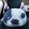 Sittkuddar 3D Tryckt Schnauzer Teddy Dog Face Car Headrost Neck Rest Auto Safety Cushion Support med Carbon F19A350P