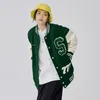 Mujeres moda ropa tendencias streetwear estilo pu cuero costura bordado uniforme de béisbol chaqueta femenina chaqueta bomber 220217