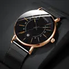 Montres-bracelets hommes montres 2021 luxe mode hommes montre d'affaires Ultra mince en acier inoxydable maille ceinture Quartz poignet Reloj Hombre