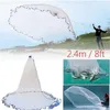 8Ft 2.4M Fishing Net Bait Easy Throw Hand Cast 3/4 inch Strong Nylon Mesh + Sinker 143 W2