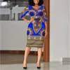 Повседневные платья африканские женские элегантные запястья с высокой талией v nece vintage для работы офис бизнес -модная мода Slim vestidos платье Midi 2022