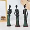 3 sztuk / zestaw Afryki Kobiet Figurki Żywicy Tribal Lady Statua Egzotyczna Lalka Świecznik Uchwyt Prezent Domek Dekoracje Rzeźby