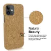 Slim Hardcase Protective Natural Cork Cover Mobiltelefon Väskor Stockotät Bumper Design Back Protector Nature PhoneCase Shell för iPhone Plus 11 12 Pro Max XS