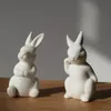 Ceramica Carino Pure White Rabbit Figurine Tavolo in porcellana Decorazione domestica Regalo in porcellana Statua moderna Arredi fatti a mano DHYY05 C0220