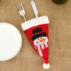 Christmas Decorations Hat Cutlery Bag Candy Gift Bags Cute Pocket Fork Knife Holder Table Dinner Decorative Tableware