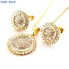 Earrings & Necklace MHS.SUN Luxury Mosaic Zircon Jewelry Set Women Vintage CZ Pendant Stud For Party Gifts Girls Charming