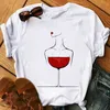 Wine Glass Women Tshirt Funny T Shirt Women Printed Camiseta Mujer Short Sleeve Tshirt Lady Yong Girl Top Tee Higher Quality X0527