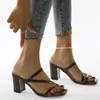 Dress Shoes HKXN 2021 Summer Slippers Low Heels Slides Female Peep Toe Square Heel Slipper Sandals Big Size 41 Flip Flops