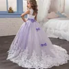 Kwiat Dress Girl Sukienka Koronki Princess Sukienki Wysokiej Jakości Długość Długość Bow Wedding Party Ball Suknia