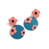 Korea Fashion Sweet Ploymer Clay Flower Dangle Earrings 3D Colorful Acrylic Round Geometric Earring Women Pendant Jewelry