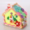 100pcs DIY Party Favor Wood Chalet Coin House Room Mud White Save Money Base Art Decor Children Kid Wooden Crafts Gift Toys