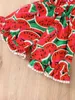 Baby Watermelon Print Bow Front Ruffle Hem Cami Pagliaccetto SHE