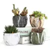 Pot de fleur de marbrure moderne Pot succulent Cactus Pot de jardinière en céramique Pots Conteneur Bonsai Planteurs avec trou 3,35 pouces Idée cadeau 210712