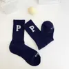 New autumn/winter couple socks ins black and white P letter socks Japanese sports