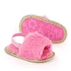 Newborn Baby Sandalet Мода Искусственный Меховой Мех Малыш Розовые Обувь Для Летних Летлей Детские Тапочки Принцесса Девушки Квартиры Душевые подарки