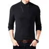 Browon Marka Style Bawełniany Koszulka męska Z Długim Rękawem T Shirt Mężczyźni Solid Color Zipper Drukuj Kołnierz Oversized T Shirt 210722