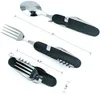 Multifunctional Foldable Pocket Stainless Steel Outdoor Camping Picnic Cutlery Knife Fork Spoon Tableware Parts 220225