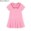 Bealaholly夏の新しいスポーツドレス純粋な綿のピンクの女の子の服の服の服の10代の女の子の子供服q0716