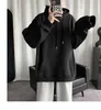 HybSkr Korean Men's Solid Color Hoodies Casual Hooded Pullovers Hoodie Warm Fleece Male Loose Sweatshirts Man Clothing 210818