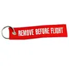 2021 „Remove Before Flight“-Gepäckanhänger, Etikettenschlüssel, bestickt, schöne Canvas-Spezial-Schlüsselanhänger, Gepäckanhänger, rot, im Opp-Beutel