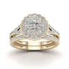 Natural White 2.5 Carats Diamond Jewelry 14K Gold color for Women Vintage Flower Shape Bizuteria Wedding Anillos De Ring