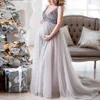 Maternity Photography dresses Sexy elegant Women Pregnant Sling V Neck Sequin Cocktail Prom Gown Pregnancy Dress Art Photo Dress Q0713