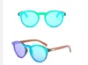 Vintage bois lunettes de soleil femmes hommes bambou bleu miroir lunettes de soleil UV400 Sport lunettes livraison directe 1582