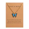 2021 Newest Crystal Quartz Druzy Butterfly Pendant Necklace Butterflys Imitation Natural Stone Resin Pendants Paper Card Necklaces