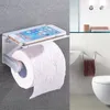 Wall Mounted Toilet Paper Holder Space Aluminum Tissue Mobile Phone Bathroom Roll Rack Mount Product 210709