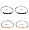 Stailess Steel Alloy Couple Link Chain Bracelets Europe Rose Gold Black His Queen Her King Print Lovers Bangle Bracelet for Valentine's Day gift