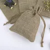 Natural Burlap Jute Package Bags Small Mini Linen Drawstring Pouches Festival Wedding Gift Candy Bag