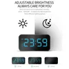 Akabell Digital LED Mirrow Screen Väckarklockor Röstkontroll för sovrum Snooze Function Desk Bord Klocka Heminredning LED klocka 211112