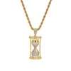 NEW Hip Hop Jewelry Hourglass Pendant Necklace Golden Micro Pave CZ Zircons with Chain for Men Women Nice Fashion Gift Rapper Acce5269978