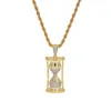 NEW Hip Hop Jewelry Hourglass Pendant Necklace Golden Micro Pave CZ Zircons with Chain for Men Women Nice Fashion Gift Rapper Acce1388890