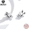 Bisaer 925 sterling zilveren charme schattige konijn en beer twee hanger kralen fit armband armbanden 925 zilveren sieraden ECC1517 Q0531