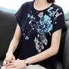 Grande taille Vintage t-shirt femmes Appliques t-shirt Femme coton été hauts imprimer Camisas Mujer à manches courtes t-shirt Femme 210615