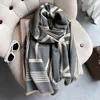 Halsdukar Cashmere Scarf Hijab Kvinnor trycker dubbelsidig tjock varm vinterfilt varumärke kvinnlig lyx sjal wrap bufanda 20211