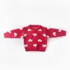 Love Heart Baby Girl Maglione San Valentino Rosso Manica lunga Principessa Cappotto Abbigliamento 0-2 anni E84008 210610