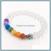 Jewelry Beaded, Bracelets Jewelrybeaded Strands 8Mm White Frosted Matte Elephant Friendship Bracelet Handmade 7Colour Chakra String Energy Y