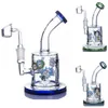 6,6 tum höjd Blue Green Dark Green Blue Colorful Sticker Glass Water Bong Dab Rigs Bubbler 14,4 mm Banger i lager