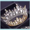 Jewelrybaroque Pageant Circle Diadem Bridal Queen King Tiaras Metal Crown Party Banquet Head Ornaments Wedding Hair Jewelry Aessories Drop D