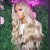 Ash Grey Blonde 613 13X6 Transparent Lace Front Human Hair Wig Body Wave Laces Fronts Wigs Bleached Knots Headband U Part 200Densit